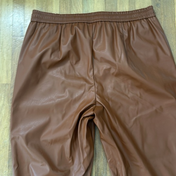 *last chance* Nine West | faux leather brown pants w/ draw string tie at waist - Picture 14 of 16